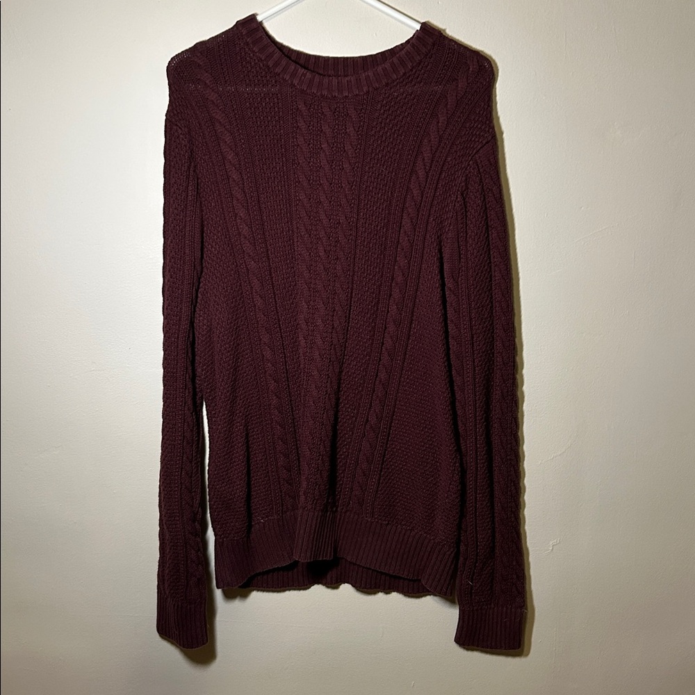 Burgundy Maroon Cable Knit Sweater